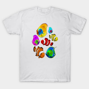 Tropical Colorful Fish Pattern T-Shirt